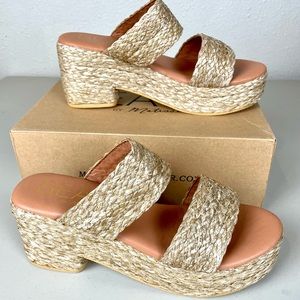 MATISSE Ocean Ave Braided Raffia Platform Sandals Cognac size 10
